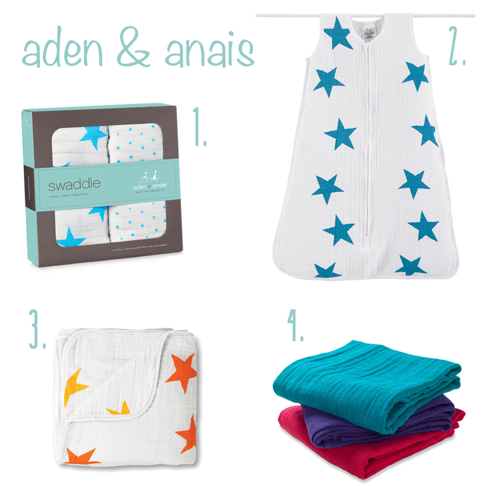 Aden&Anais Kollage mit Schlafsack, Spucktüchern, Pucktuch und Decke