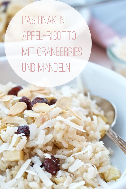 Pastinaken-Apfel-Risotto mit Cranberries und Mandeln| Pinkepank
