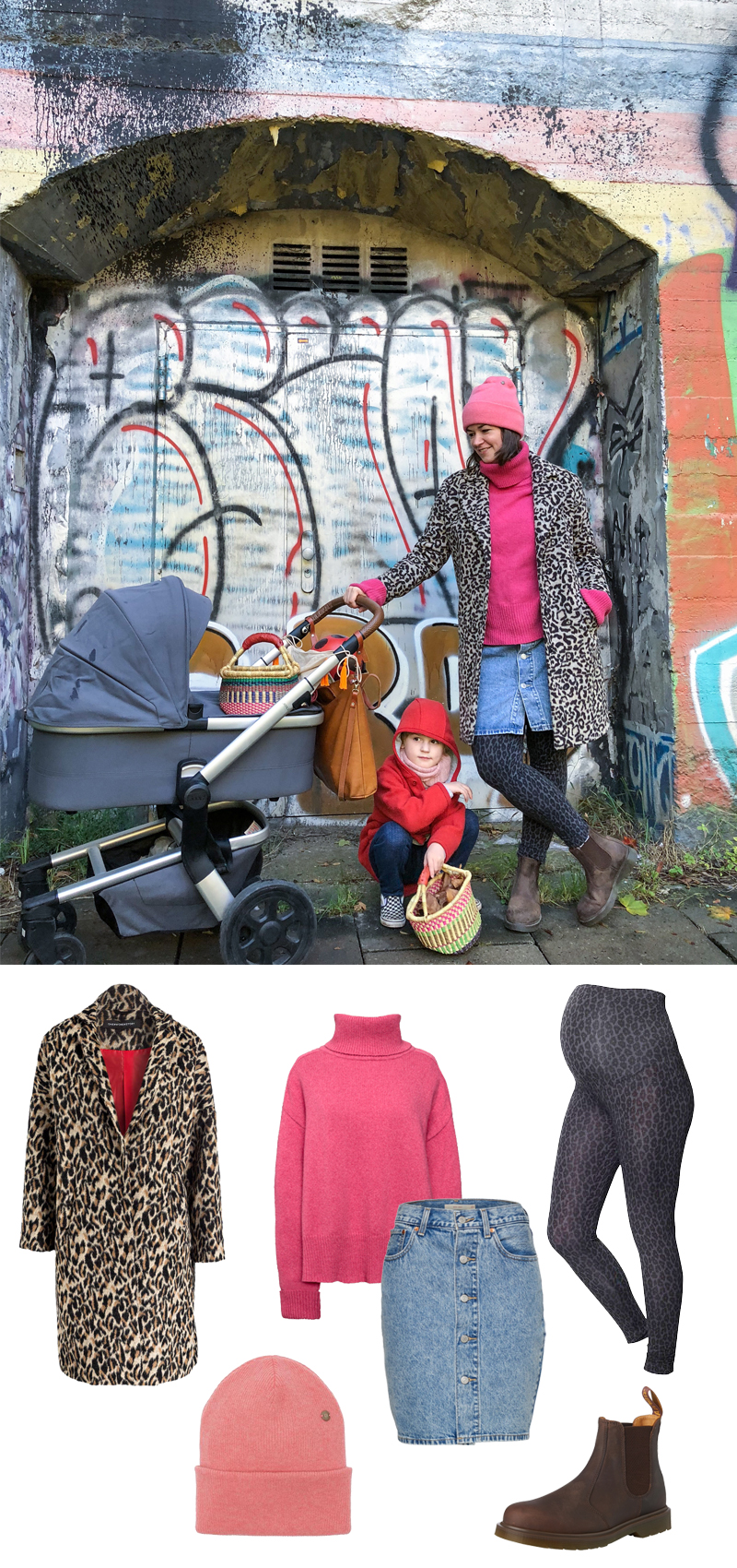 PinkepankStyle - Herbst Outfit mit Kuschelpulli und Leo-Mantel, fair Fashion Umstandsmode